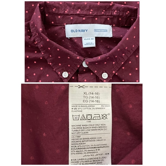 Old Navy Boys Built-In-Flex Long Sleeve Button Down - XL (14/16) - Picture 3 of 3